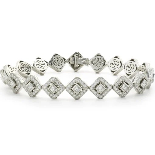 Michael Beaudry Platinum Diamond Kite Shape Inline Bracelet