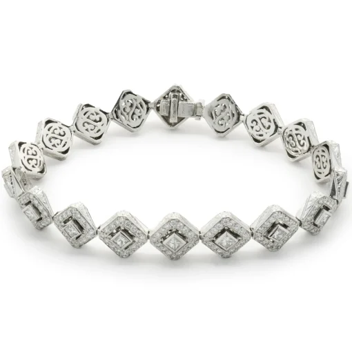 Michael Beaudry Platinum Diamond Kite Shape Inline Bracelet