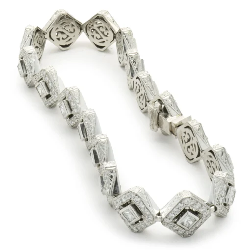 Michael Beaudry Platinum Diamond Kite Shape Inline Bracelet