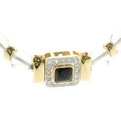 Mings 14 Karat Yellow Gold Diamond and Onyx Necklace