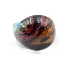 Multi-Color Purple-Orange Glass Fashion Dome Ring