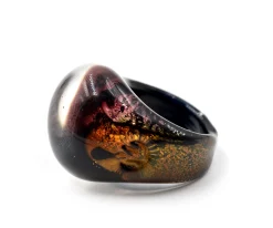 Multi-Color Purple-Orange Glass Fashion Dome Ring