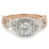 Neil Lane 14 Karat White and Rose Gold Round Brilliant Cut Diamond Engagement Ring