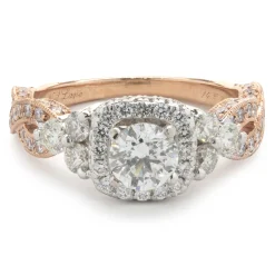Neil Lane 14 Karat White and Rose Gold Round Brilliant Cut Diamond Engagement Ring