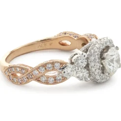 Neil Lane 14 Karat White and Rose Gold Round Brilliant Cut Diamond Engagement Ring