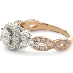 Neil Lane 14 Karat White and Rose Gold Round Brilliant Cut Diamond Engagement Ring