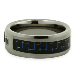 Neptune Tungsten Carbide Black and Blue Carbon Fiber 8MM Band