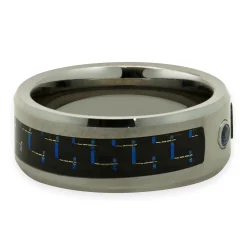 Neptune Tungsten Carbide Black and Blue Carbon Fiber 8MM Band