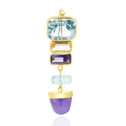 Oliver B 14 Karat Yellow Gold Multi Gemstone Drop Pendant