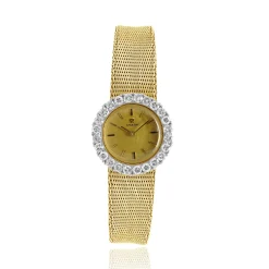 Omega 18K Yellow Gold Ladies Diamond Dress Watch