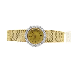 Omega 18K Yellow Gold Ladies Diamond Dress Watch