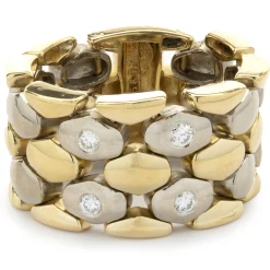 Petros & Takis 14 Karat Yellow and White Gold Diamond Mesh Band