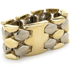 Petros & Takis 14 Karat Yellow and White Gold Diamond Mesh Band