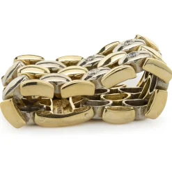 Petros & Takis 14 Karat Yellow and White Gold Diamond Mesh Band
