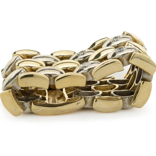 Petros & Takis 14 Karat Yellow and White Gold Diamond Mesh Band