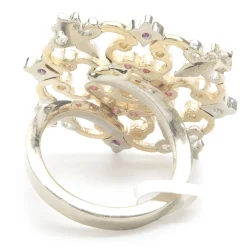 Pink Sapphire and Diamond 14k White and Yellow Gold Ring