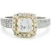 Platinum & 18 Karat Yellow Gold Princess Cut Diamond Engagement Ring