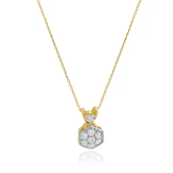 Platinum & 14K Yellow Gold European Cut Diamond Necklace