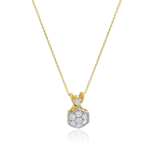 Platinum & 14K Yellow Gold European Cut Diamond Necklace