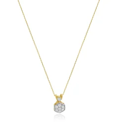 Platinum & 14K Yellow Gold European Cut Diamond Necklace