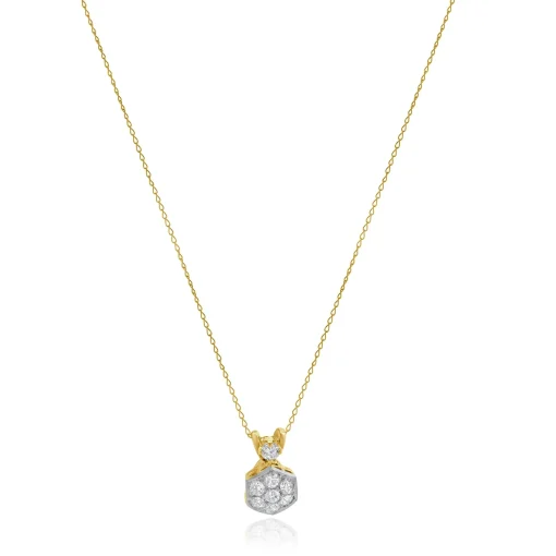 Platinum & 14K Yellow Gold European Cut Diamond Necklace