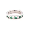 Platinum Channel Set Diamond and Emerald Band