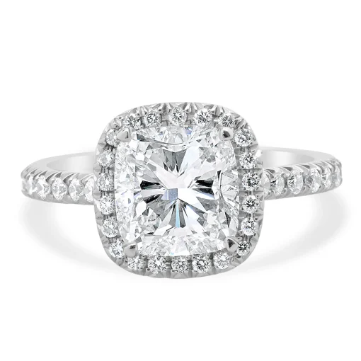 Platinum Cushion Cut Diamond Engagement Ring