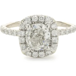 Platinum Cushion Cut Diamond Engagement Ring