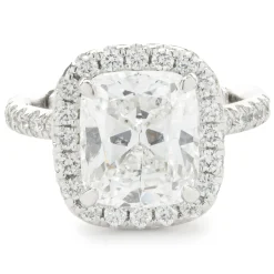 Platinum Cushion Cut Diamond Engagement Ring