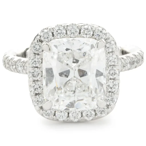Platinum Cushion Cut Diamond Engagement Ring