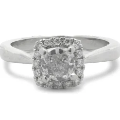 Platinum Cushion Cut Diamond Engagement Ring