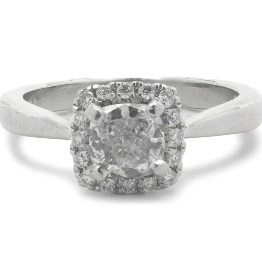 Platinum Cushion Cut Diamond Engagement Ring