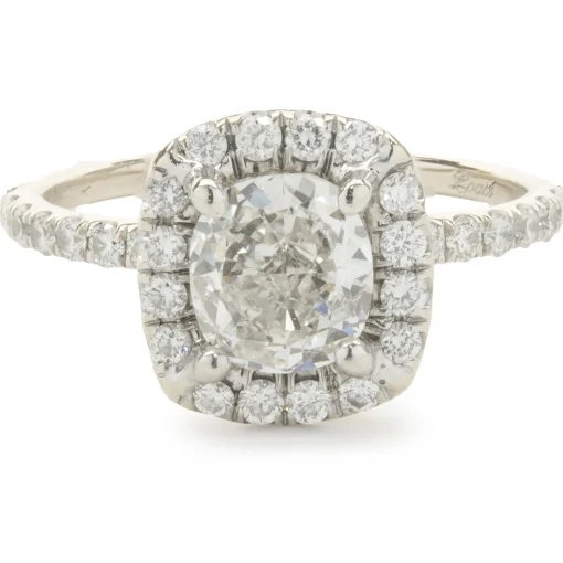 Platinum Cushion Cut Diamond Engagement Ring