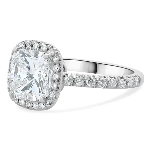 Platinum Cushion Cut Diamond Engagement Ring