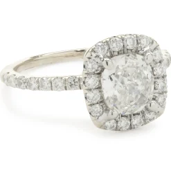 Platinum Cushion Cut Diamond Engagement Ring