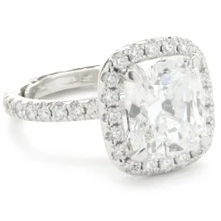 Platinum Cushion Cut Diamond Engagement Ring