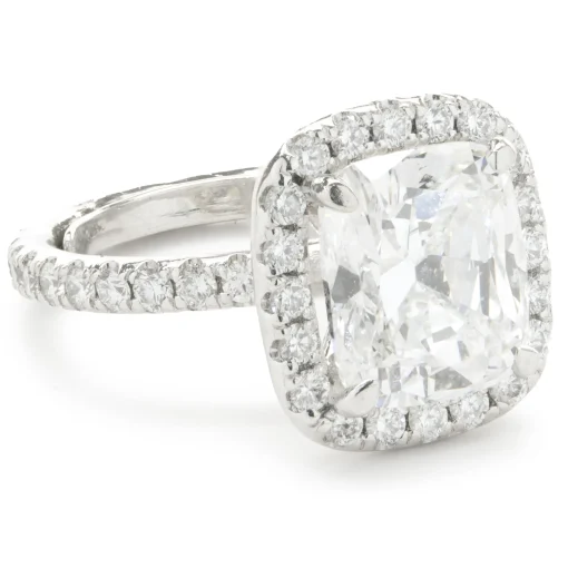 Platinum Cushion Cut Diamond Engagement Ring