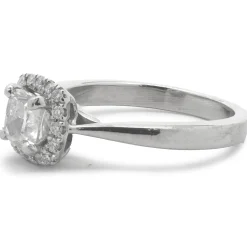 Platinum Cushion Cut Diamond Engagement Ring