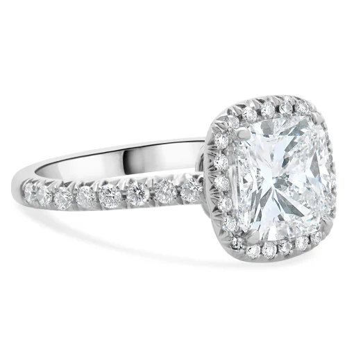 Platinum Cushion Cut Diamond Engagement Ring