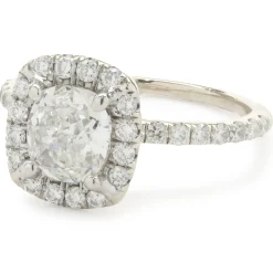 Platinum Cushion Cut Diamond Engagement Ring