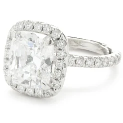 Platinum Cushion Cut Diamond Engagement Ring