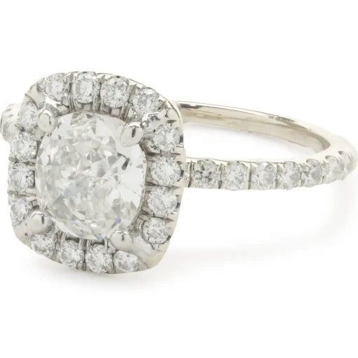 Platinum Cushion Cut Diamond Engagement Ring