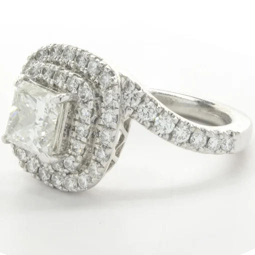 Platinum Custom Designed Princess Cut Diamond Engagement Ring