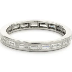 Platinum East West Channel Set Baguette Diamond Band