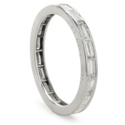 Platinum East West Channel Set Baguette Diamond Band