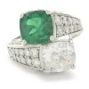 Platinum Emerald and Diamond Pave Bypass Ring