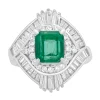 Platinum Emerald and Diamond Cocktail Ring