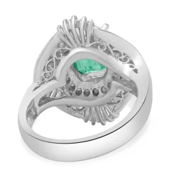 Platinum Emerald and Diamond Cocktail Ring