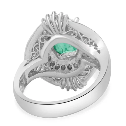 Platinum Emerald and Diamond Cocktail Ring