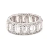 Platinum Emerald Cut Halo Diamond Eternity Band